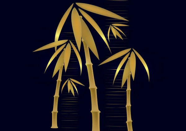 Composición Hojas Bambú Dorado Diseño Ilustración Vectorial — Vector de stock
