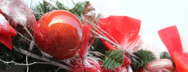 Christmas Balls Decorate Tree — Stock Photo, Image
