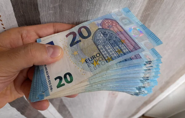 Banconote Euro Nelle Mani Una Persona Ricchezza — Foto Stock