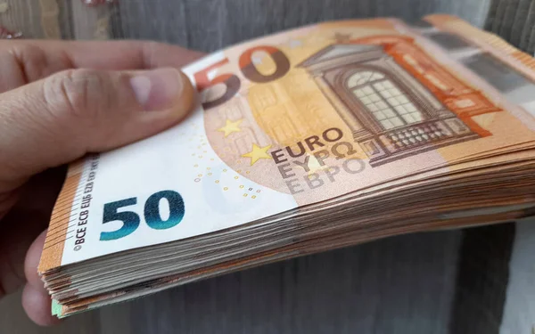 Euro Banknotes Hands Rich Person — Stock Photo, Image