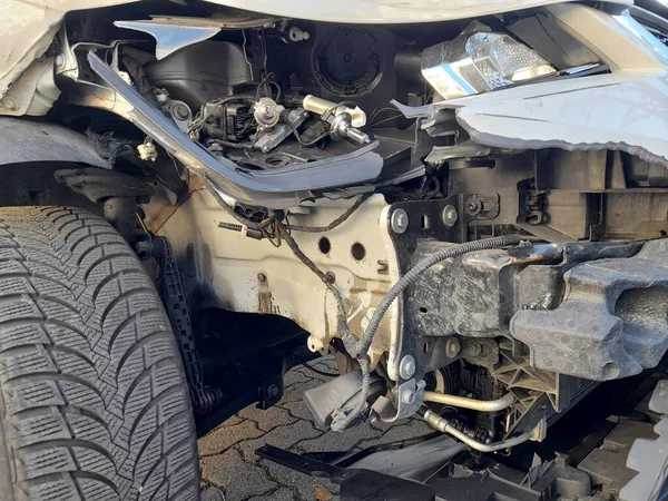 Carro Destruído Sequência Acidente Rodoviário — Fotografia de Stock