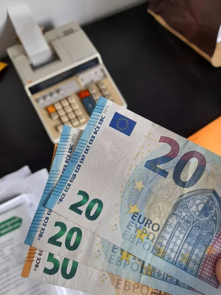 Billets Euros Entre Les Mains Une Seule Personne — Photo