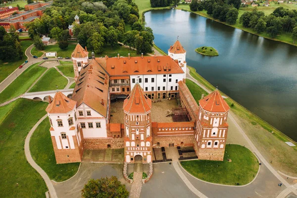 Blick Von Der Höhe Der Burg Mir Weißrussland Und Des — Stockfoto