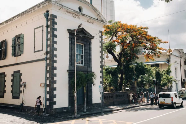 Port Louis Mauritius View White Buildings Shuttered Windows Shopping District — Stockfoto