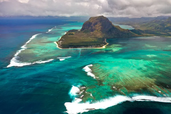 Utsikt Från Höjden Mauritius Indiska Oceanen Och Stranden Morne Brabant — Stockfoto