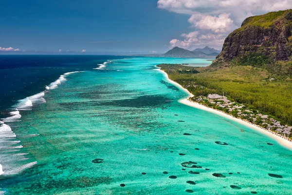 Utsikt Från Höjden Mauritius Indiska Oceanen Och Stranden Morne Brabant — Stockfoto
