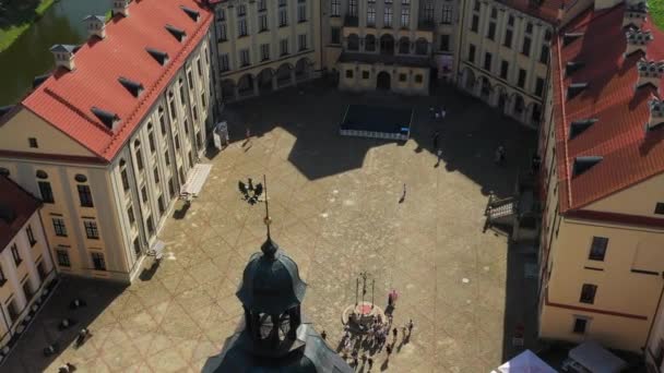 Blick Von Oben Auf Die Burg Neswisch Und Den Park — Stockvideo