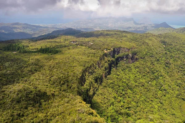 Birds Eye Mountains Fields Island Mauritius Landscape Mauritius — 스톡 사진