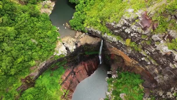 Cascatas Cachoeiras Ilha Tamarin Maurício Vista Aérea Sete Cascatas Cachoeiras — Vídeo de Stock