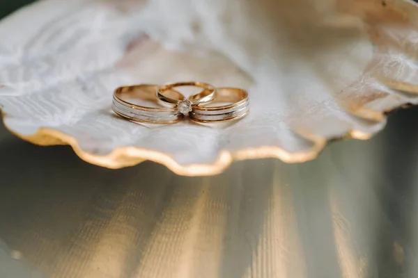 Par Anillos Boda Oro Dos Anillos Boda — Foto de Stock