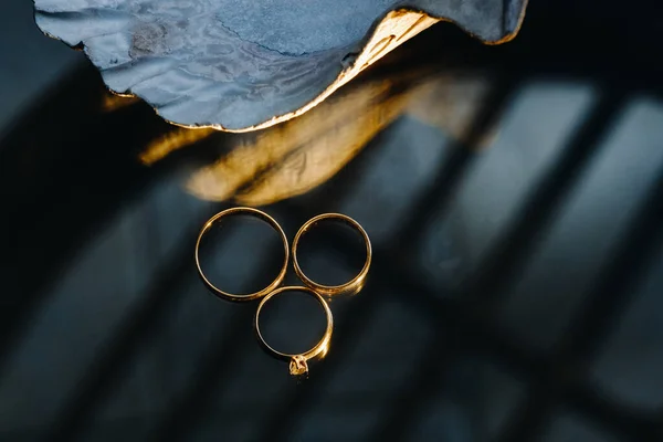 Par Anéis Casamento Ouro Dois Anéis Casamento — Fotografia de Stock