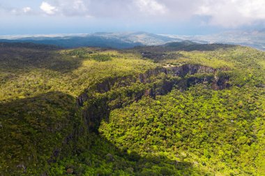 Mauritius adasının kuş bakışı manzarası. Mauritius 'un manzarası.