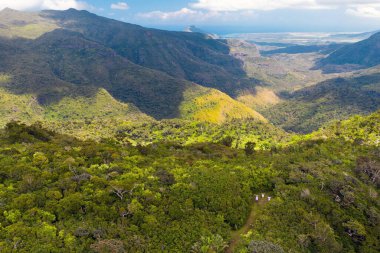 Mauritius adasının kuş bakışı manzarası. Mauritius 'un manzarası.