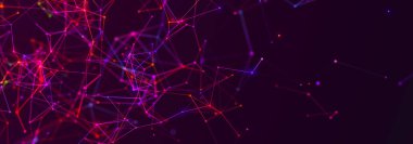 Soyut dijital bağlantı noktaları. Teknoloji geçmişi. Ağ bağlantısı yapısı. Pleksus etkisi. 3d