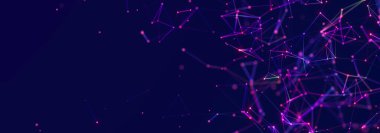 Soyut dijital bağlantı noktaları. Teknoloji geçmişi. Ağ bağlantısı yapısı. Pleksus etkisi. 3d