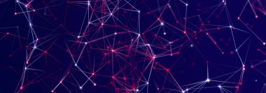 Noktalı ve çizgili çokgen arkaplan. Ağ bağlantısı yapısı. Bilim ve teknoloji. 3d oluşturma