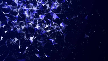 Soyut dijital iletişim noktaları. Teknolojik geçmiş. Ağ bağlantısı yapısı. Renkli pleksus etkisi. 3B görüntüleme