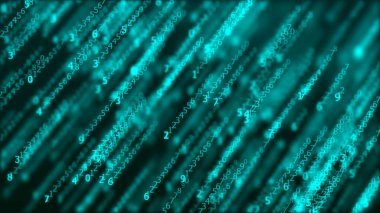 Farklı boyutlarda siber uzay arkaplanı. Büyük veri görselleştirmesi. Hacker konsepti. Soyut matris. Teknoloji ya da bilim afişi. 3d oluşturma