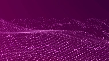 Karanlık bir arka planda güzel kıvrımlı dalga. Dijital teknoloji geçmişi. Ağ kavramı. 3B görüntüleme