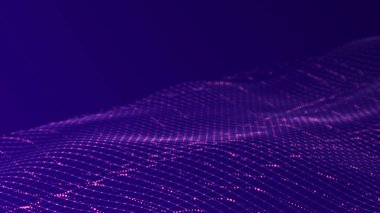 Bilim kurgu geçmişi. Noktalı ve çizgili dijital manzara. Siber uzay şebekesi. Tasarımın için arka plan konsepti. 3d oluşturma