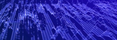 Soyut dijital iletişim noktaları. Teknolojik geçmiş. Ağ bağlantısı yapısı. Renkli pleksus etkisi. 3B görüntüleme