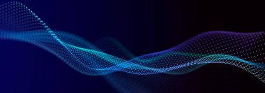 Renkli müzik yüzeyi. Karanlık bir arka planda güzel kıvrımlı dalga. Dijital teknoloji geçmişi. 3B görüntüleme