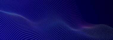 Bilim kurgu geçmişi. Birçok parçacığın olduğu dijital dalga. Büyük veri görselleştirmesi. Festival sunumu için şablon. 3d oluşturma