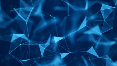 Noktalı ve çizgili soyut çokgen boşluk. Bağlantı bilimi geçmişi. Üçgen iş duvar kâğıdı. 3d oluşturma.