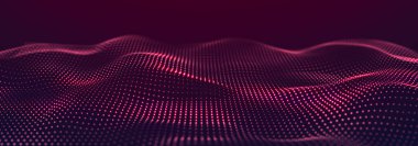 Noktalı ve çizgili dijital manzara. Siber uzay şebekesi. Tasarımın için arka plan konsepti. 3d oluşturma