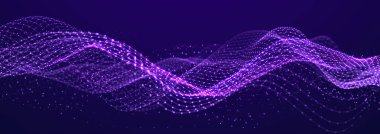 Bilim kurgu geçmişi. Noktalı ve çizgili dijital manzara. Siber uzay şebekesi. Tasarımın için arka plan konsepti. 3d oluşturma