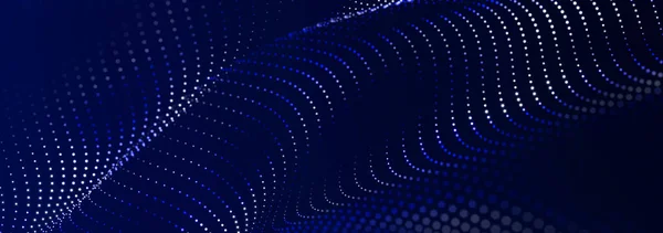 Великий Потік Даних Цифрова Хвиля Багатьма Точками Технологічний Науковий Банер — стокове фото