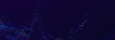 Parlayan odaklanmış parçacıklara sahip teknoloji arka planı. Büyük veri. Dijital arka plan. 3B görüntüleme