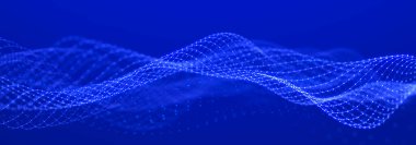 Bilim kurgu geçmişi. Noktalı ve çizgili dijital manzara. Siber uzay şebekesi. Tasarımın için arka plan konsepti. 3d oluşturma