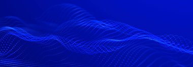 Karanlık bir arka planda güzel kıvrımlı dalga. Dijital teknoloji geçmişi. Ağ kavramı. 3B görüntüleme