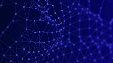 Soyut dijital bağlantı noktaları. Teknoloji geçmişi. Ağ bağlantısı yapısı. Pleksus etkisi. 3d