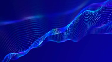 Bilim kurgu geçmişi. Noktalı ve çizgili dijital manzara. Siber uzay şebekesi. Tasarımın için arka plan konsepti. 3d oluşturma