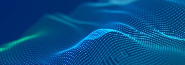 Noktalı ve çizgili dijital manzara. Siber uzay şebekesi. Tasarımın için arka plan konsepti. 3d oluşturma