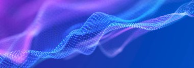 Noktalı ve çizgili dijital manzara. Siber uzay şebekesi. Tasarımın için arka plan konsepti. 3d oluşturma