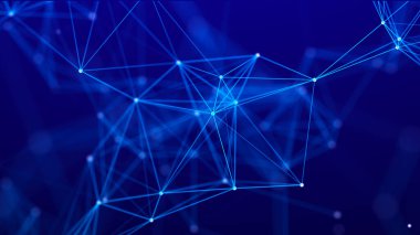 Noktalı ve çizgili soyut çokgen boşluk. Bağlantı bilimi geçmişi. Üçgen iş duvar kâğıdı. 3d oluşturma.