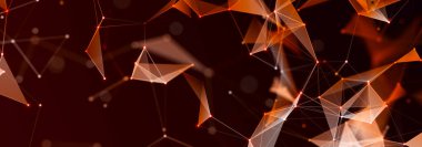 Noktalı ve çizgili çokgen arkaplan. Ağ bağlantısı yapısı. Bilim ve teknoloji. 3d oluşturma