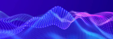 Noktalı ve çizgili dijital manzara. Siber uzay şebekesi. Tasarımın için arka plan konsepti. 3d oluşturma