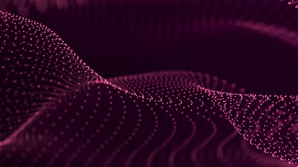 Futuristic wave with many dots. Abstract motion background of colored dots. Technology or science. 3d rendering