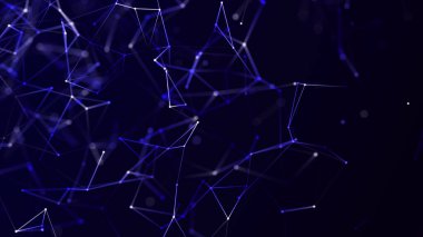 Teknoloji geçmişi. Bal peteği konsepti. Büyük veri. Birbirine bağlı noktalar ve çizgiler olan altıgen uzay. 3d oluşturma