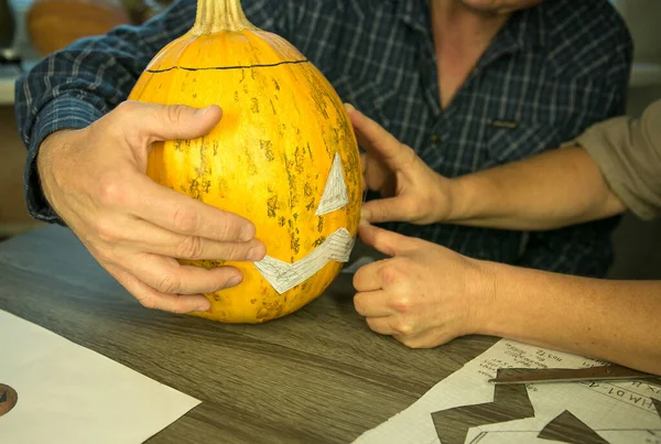 Making Jack Lantern Home Process Creating Jack Lantern Theme Template — Stock Photo, Image