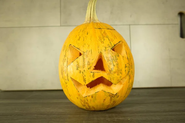 Halloween Symbol Halloween Drewnianym Stole — Zdjęcie stockowe