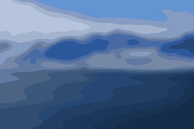 Kuzey Buz Denizi 'nin dalgaları ve Svalbard takımadalarının karla kaplı dağları. İllüzyon. Kutup fantezileri.