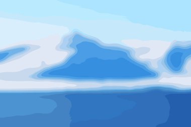 Svalbard 'ın sihirli güzelliği. Açık gökyüzüne karşı olağandışı mavi kar. Svalbard adasında sonsuz karlı fiyortlar ve dağlar