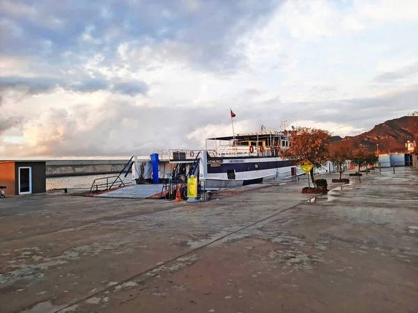 Bodrum Turquia 2021 Ferry Bodrum Atracado Marina Marina Kairos — Fotografia de Stock