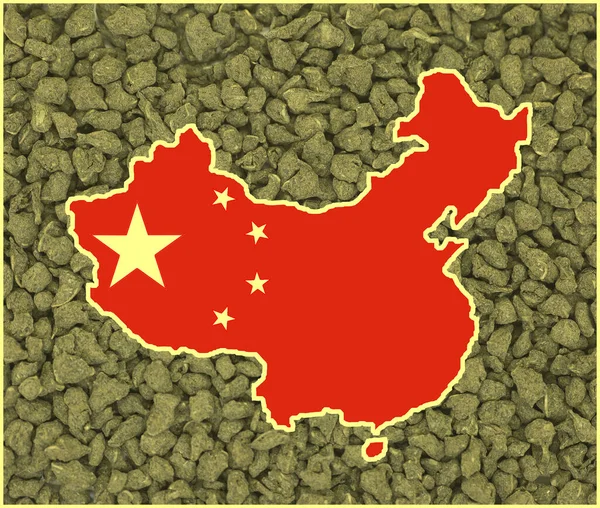 중국의 Flag China 지도의 형태로 Zhen Shen 배경으로 인사말 카드의 — 스톡 사진
