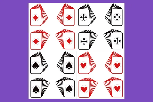 Значок Визитки Играем Карты Концепция Минимализма Набор Четырех Изображений — стоковое фото